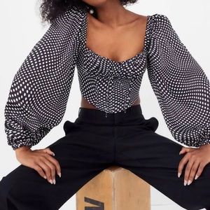 NEW FOR LOVE‎ & LEMONS kat long sleeve corset top in black